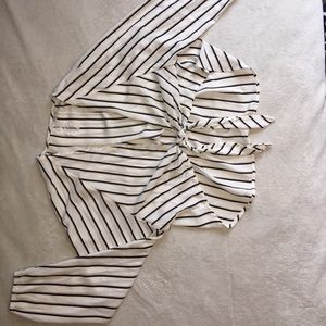 Striped Front Knot Blouse